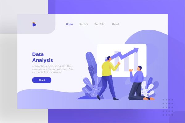 数据分析主题网站设计矢量插画设计精选设计模板精选素材 Data analysis illustration for website