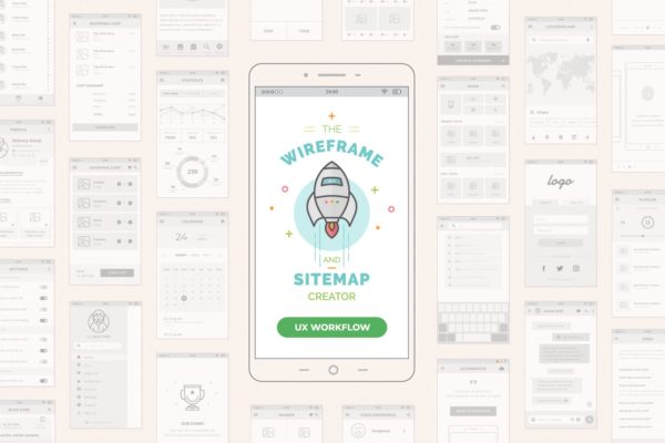 UX工作流程-手机APP线框图精选/站点地图设计素材 UX Workflow – Mobile Wireframe and Sitemap Creator