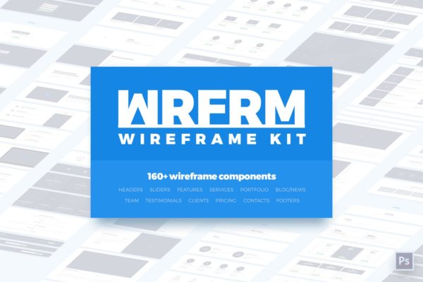160+网站设计线框图精选元素设计素材 WRFRM – Wireframe Kit