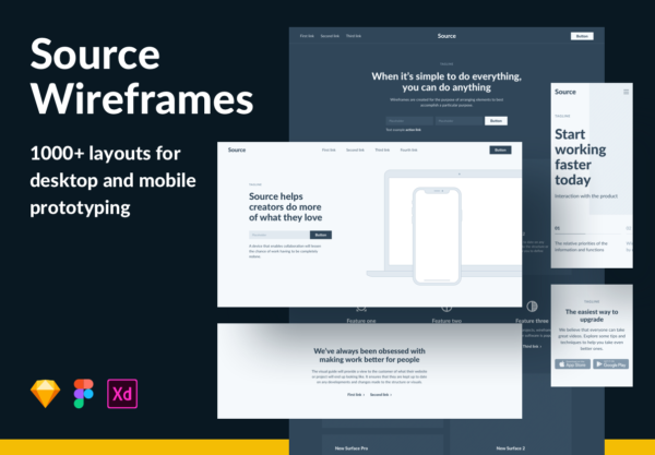 第一素材下午茶：1000+网站设计&APP应用设计线框图精选设计套件