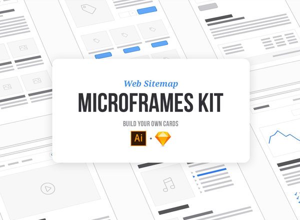 简约网站线框图精选 Web Sitemap Microframes Kit [PSD&Sketch]