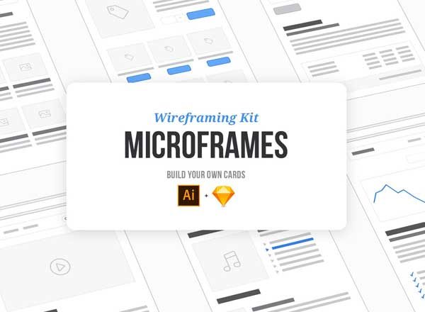 网页设计必备线框图精选UI套件模板 Microframes: Card-based Wireframing Kit