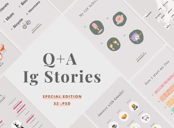 蚂蚁素材下午茶：一组手绘风问答UI原型模版打包下载[psd]