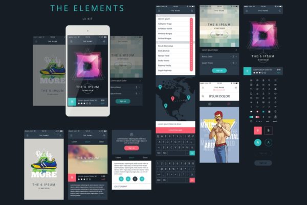APP应用图形用户界面线框图精选工具包 Vector Phone GUI Template. Wireframe UI Kit.