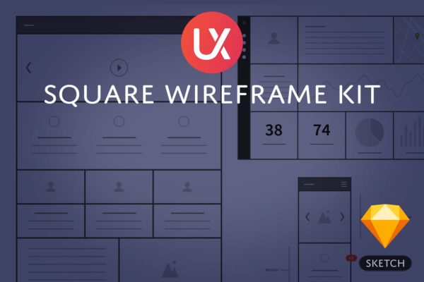 简约Web网站设计线框图精选套装 for Sketch Square Wireframe Kit