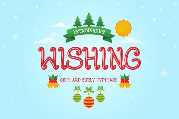 卷曲装饰圣诞节日设计创意字体 Wishing – Curly Decorative Christmas Font