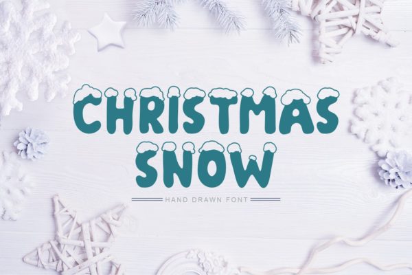 积雪盖顶圣诞节主题英文手写创意字体 Christmas Snow Hand Drawn Font