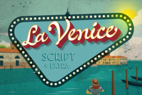威尼斯复古书写风格英文手写创意字体 La Venice
