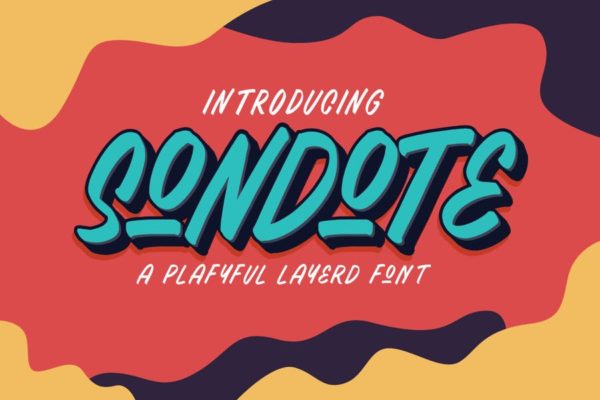手工制作英文绘画设计创意字体 Sondote Playful Extrude font