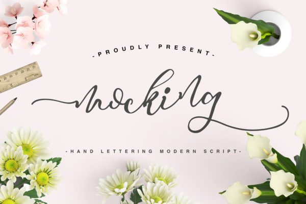 飘逸草书风格英文连体艺术创意字体 Mocking