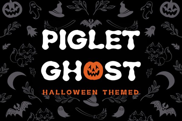万圣节节日氛围惊悚创意设计无衬线英文创意字体 Piglet Ghost – Halloween Display Typeface