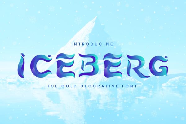 冰块冷酷风格装饰设计无衬线创意字体 Iceberg – Cold Unique Display Typeface