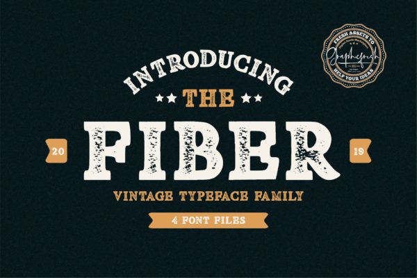 复古装饰风格英文无衬线设计创意字体 Fiber – Vintage Serif Font