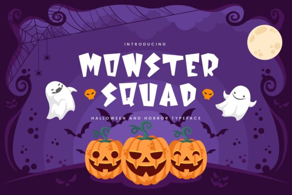 儿童节/万圣节节日主题设计适用的装饰设计无衬线创意字体 Monster Squad – Fun Halloween Typeface