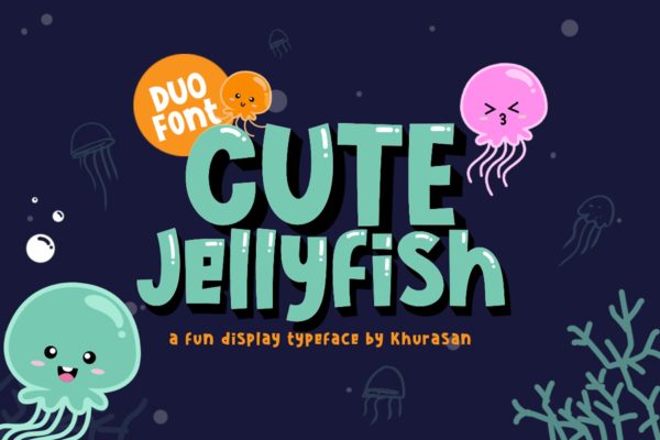 可爱水母体英文装饰无衬线创意字体 Cute Jellyfish
