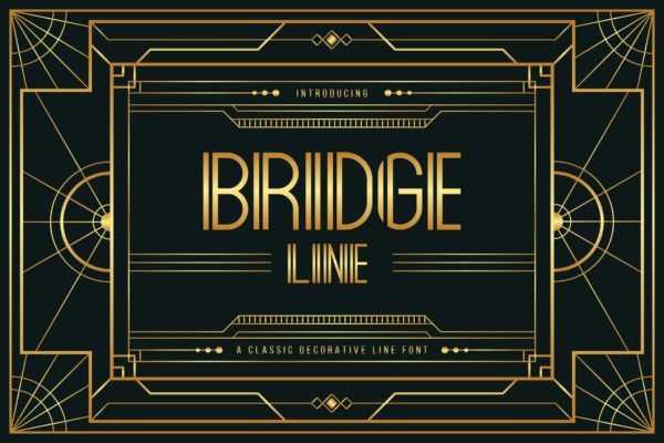 复古几何风格装饰艺术设计创意字体 Bridge Line – Art Deco Display Typeface