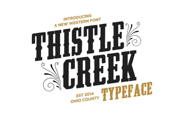 复古的西式风格英文创意字体  Thistle Creek Font