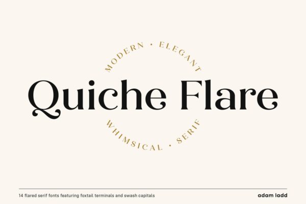 宽条纹衬线英文创意字体家族 Quiche Flare Font Family