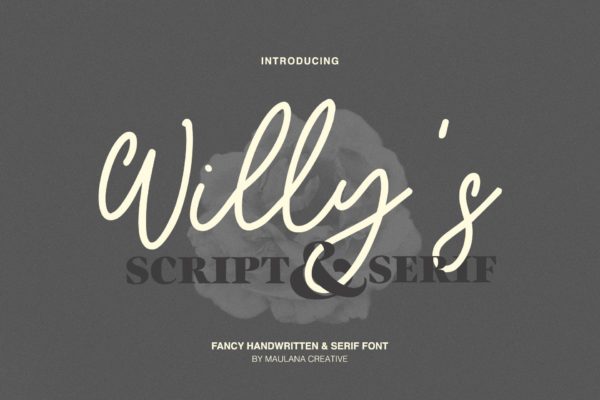 英文手写创意字体&印刷版式设计衬线创意字体二重奏组合创意字体 Willys Script Serif Font