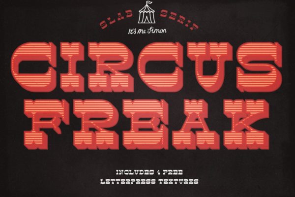 复古凸版印刷衬线创意字体 Circus Freak Font