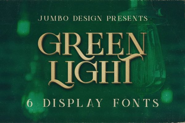 复古风格品牌VI设计英文衬线创意字体 Green Light – 6 Vintage Style Fonts