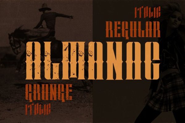 4款复古效果海报标题创意字体 Almanac – 4 Vintage Style Fonts