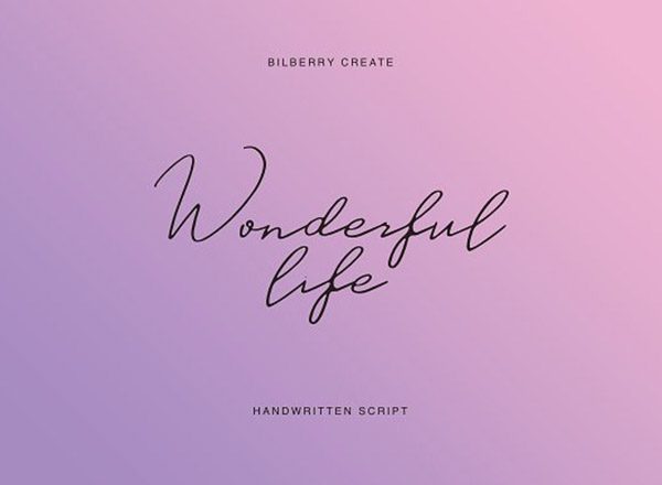 一款流畅优雅的手写创意字体精选 Wonderful life script
