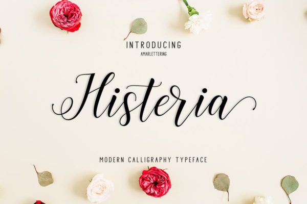 飘逸舞蹈线条手写英文草书创意字体精选 Histeria Script