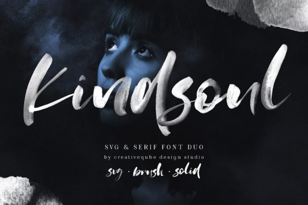 手绘水彩SVG创意字体精选&平滑衬线英文创意字体精选 KindSoul SVG Script & Serif Font Duo