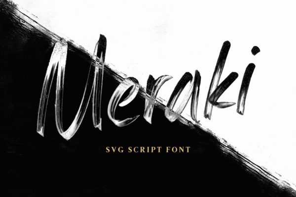 手写SVG脚本英文马克笔创意字体精选 Meraki SVG Script Font