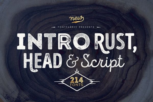 200+款创意英文创意字体精选大礼包[价值279刀] Intro Rust – pack of 214 fonts