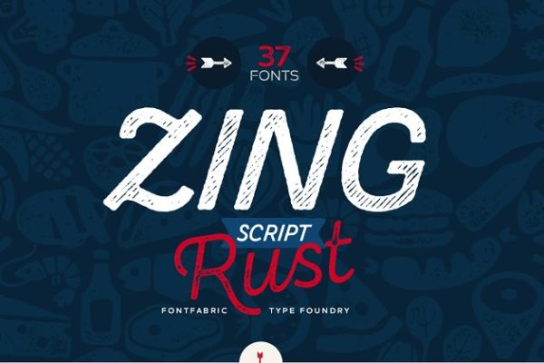 多样式风格英文创意字体精选家族 Zing Script Rust