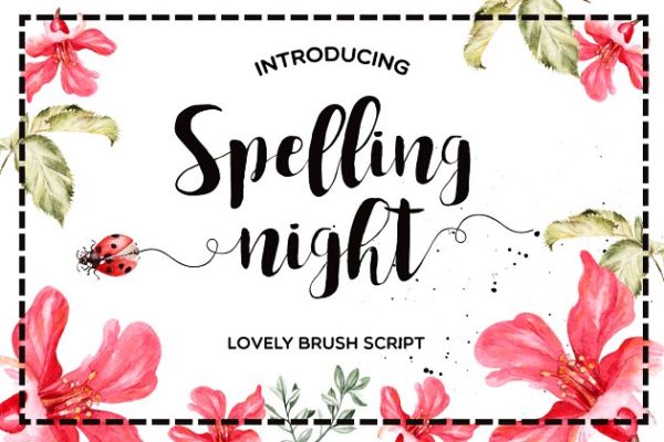 可爱优雅风格英文手写创意字体精选 Spelling Night Script Font
