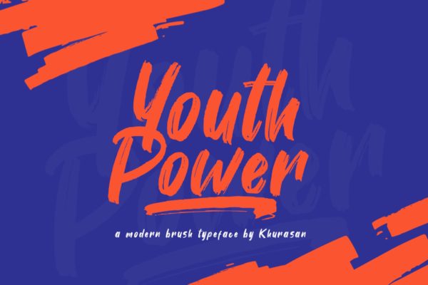 优雅复古英文笔刷创意字体精选 Youth Power