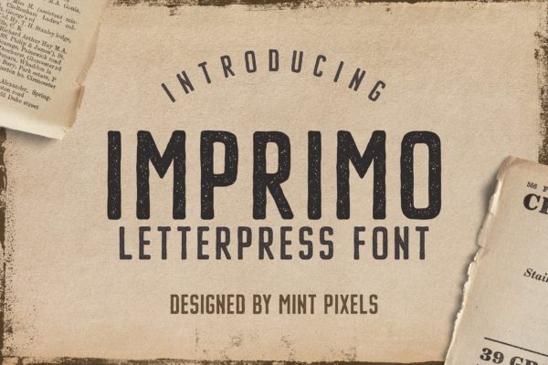 凸版印刷复古风格无衬线英文创意字体精选 Imprimo Letterpress Font