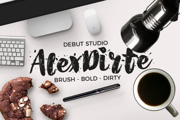 斑点脏纹理英文粗体笔刷艺术创意字体精选 Alexdirte Brush Font