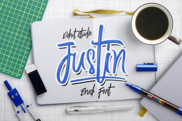 创意英文笔刷书法艺术创意字体精选 Justin Brush