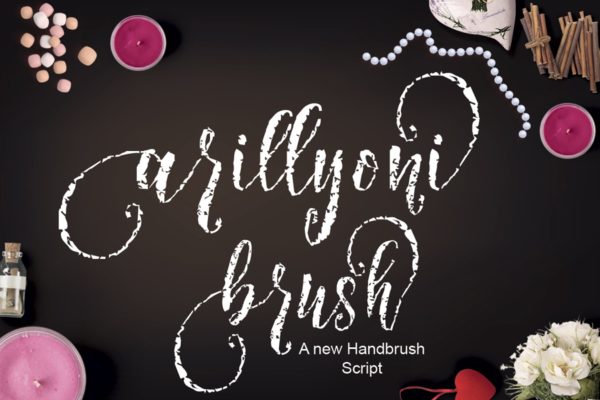 仿珍珠项链英文笔刷艺术创意字体精选 Arillyoni Brush