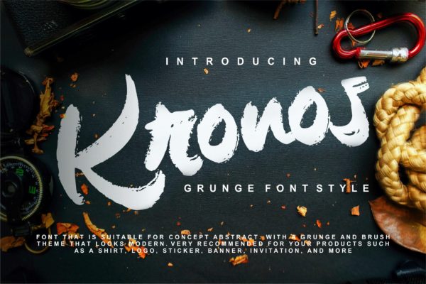 平面设计标题粗体笔刷创意字体精选 Kronos | Grunge Font Style