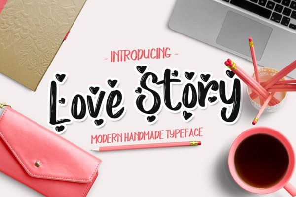 创意工整优雅英文排版笔刷艺术创意字体精选 Love Story Typeface
