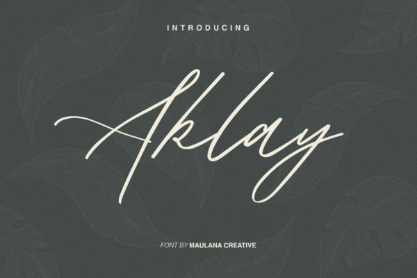 英文飘逸连字钢笔书法创意字体精选 Aklay – Handwritten Font