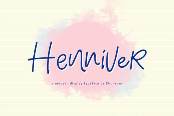 现代书法风格英文手写创意字体精选 Henniver