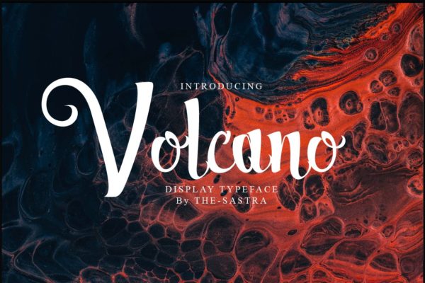 充满海洋墨水气息的英文书法设计创意字体精选 Volcano