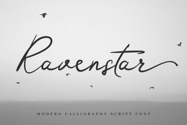 现代优雅英文书法艺术创意字体精选 Ravenstar – Modern Script Font