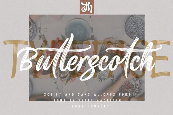 硬笔刷书写风格英文手写艺术创意字体精选 Butterscotch – Handwritten Font