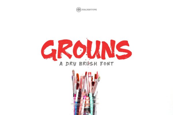 T恤/海报/排版设计干笔刷粗体英文创意字体精选 Grouns