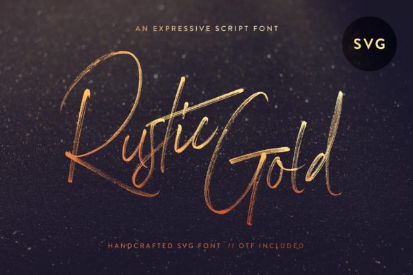 龙飞凤舞飘逸手写英文创意字体精选 Rustic Gold SVG Brush Script