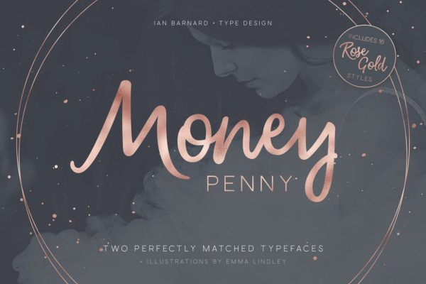 流畅笔迹无衬线手写英文创意字体精选 Money Penny – Script & Sans
