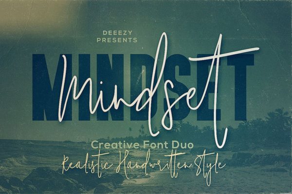 二重奏创意字体精选：手写草书书法+粗体无衬线英文创意字体精选 Mindset Font Duo