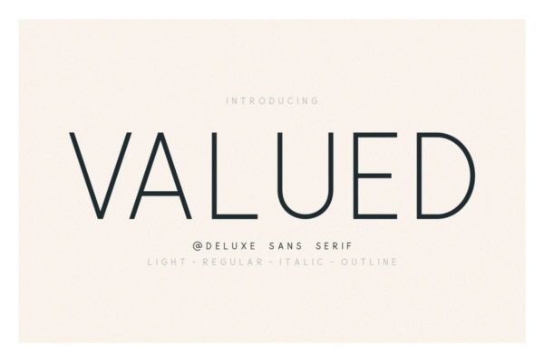 极简主义实心/空心无衬线英文创意字体精选家族 Valued – A Deluxu Sans Serif Family